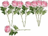 8x stuks roze pioenroos/rozen kunstbloemen 76 cm - Kunstbloemen boeketten - Huis of kantoor
