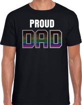 Proud dad / trotse papa - regenboog / gay t-shirt zwart voor heren - LHBTshirt / kleding / outfit 2XL