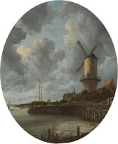 De molen bij Wijk bij Duurstede, Jacob van Ruisdael - Foto op Behangcirkel - ⌀ 80 cm