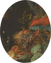 Stilleven met vruchten en een puttertje, Abraham Mignon - Foto op Behangcirkel - ⌀ 80 cm