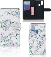 Telefoonhoesje Geschikt voor Samsung Galaxy M21 Book Cover Geschikt voor Samsung M30s Bookcase Blossom White
