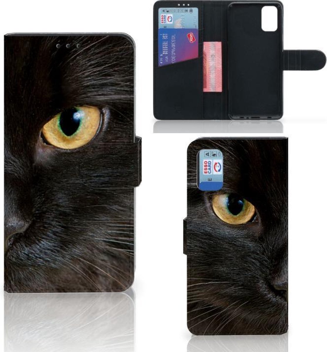 Samsung Galaxy A41 Telefoonhoesje met Pasjes Zwarte Kat
