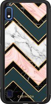 Samsung A10 hoesje - Marmer triangles | Samsung Galaxy A10 case | Hardcase backcover zwart