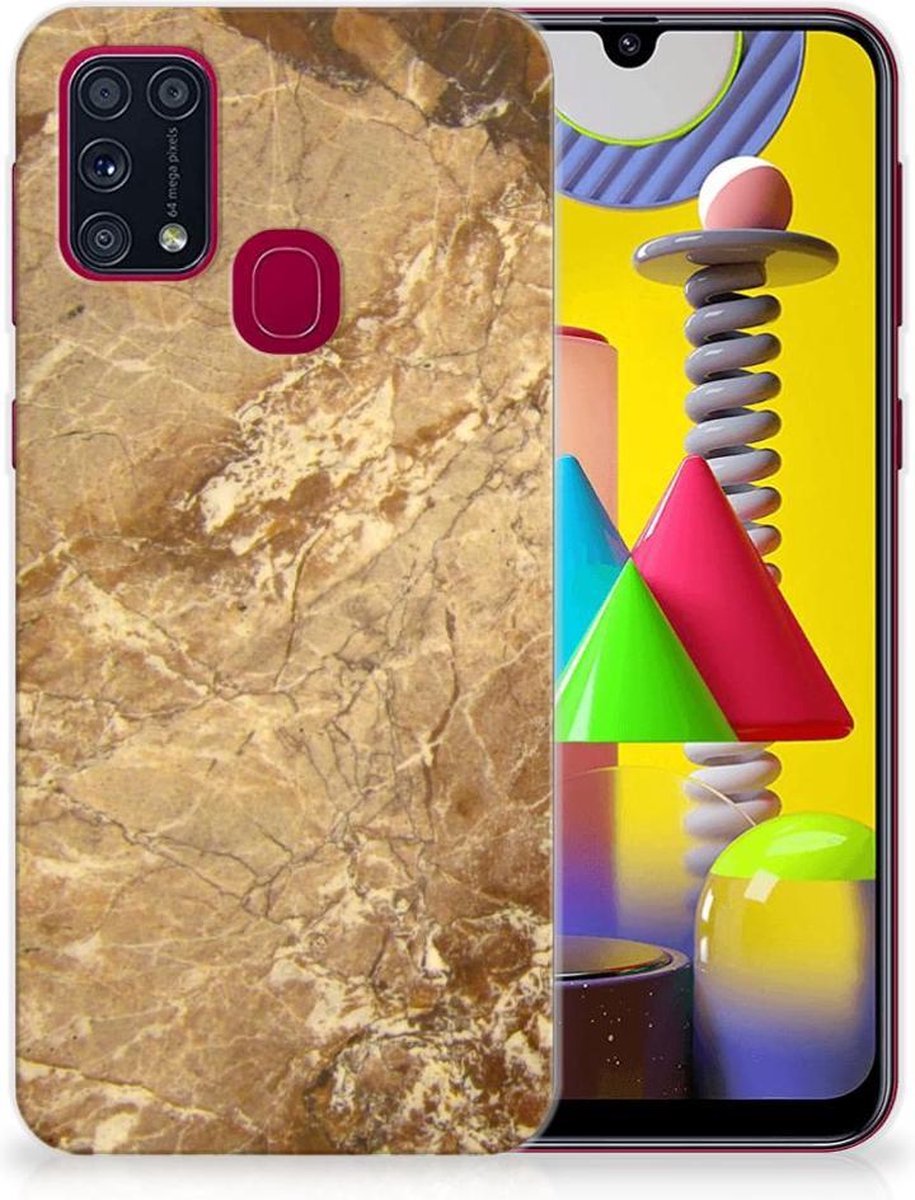 Samsung Galaxy M31 TPU Siliconen Hoesje Marmer Creme