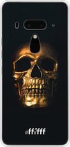 HTC U12+ Hoesje Transparant TPU Case - Gold Skull #ffffff