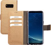 Mobiparts hoesje geschikt voor Samsung Galaxy S8 - Saffiano Wallet/Portemonnee hoesje - Magneet Sluiting - 3 Opbergvakken - Bruin Koper