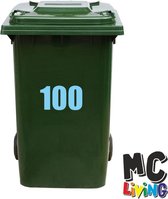 Kliko Sticker / Vuilnisbak Sticker - Nummer 100 - 25 x 14,5 - Licht Blauw