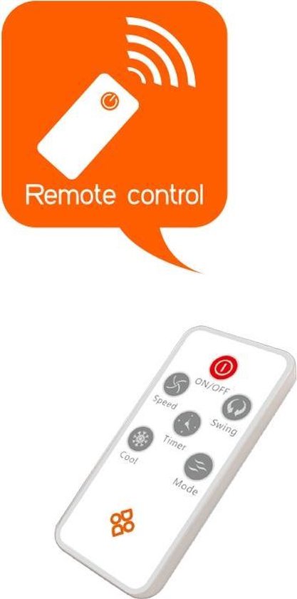 Dutch Originals - Aircooler op Wielen - Luchtcooler 7 Liter - Mobiele Aircooler met 3 Snelheden - Incl. Afstandsbediening, Timer en Zelfdraaiende Functie - 65 W - 73,5 x 30 x 30 cm