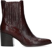 Manfield - Dames - Bruine enkellaarsjes met snakeskin - Maat 37