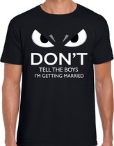 Dont tell the boys Im getting married t-shirt zwart heren met gemene ogen M