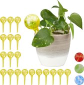 Relaxdays 20 x waterdruppelaar - glas - waterbollen voor planten - Ø6cm – geel