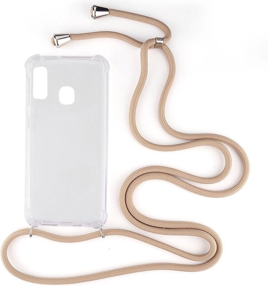 Shop4 - Geschikt voor Samsung Galaxy A20e Hoesje - Zachte Back Case met Koord Beige