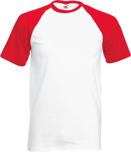 Shortsleeve Baseball T-shirt (Wit / Rood) M