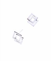 Oorbellen dames | Oorstekers | Zilveren oorstekers, twee open vierkantjes | WeLoveSilver