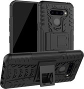 LG Q60 Hybride Kickstand Hoesje Zwart