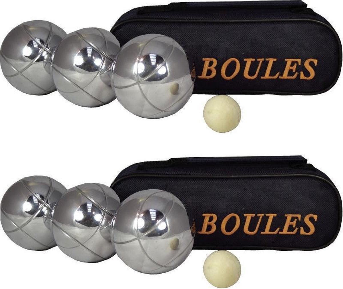 2x Jeu de boules sets 3 ballen/1 but in draagtas - Kaatsbal - Petanque - Cochonnette - Boulen - Sportief/actief buitenspeelgoed - Merkloos