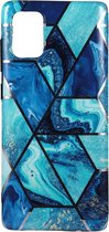 Shop4 - Samsung Galaxy A71 Hoesje - Zachte Back Case Marmer Combinatie Blauw