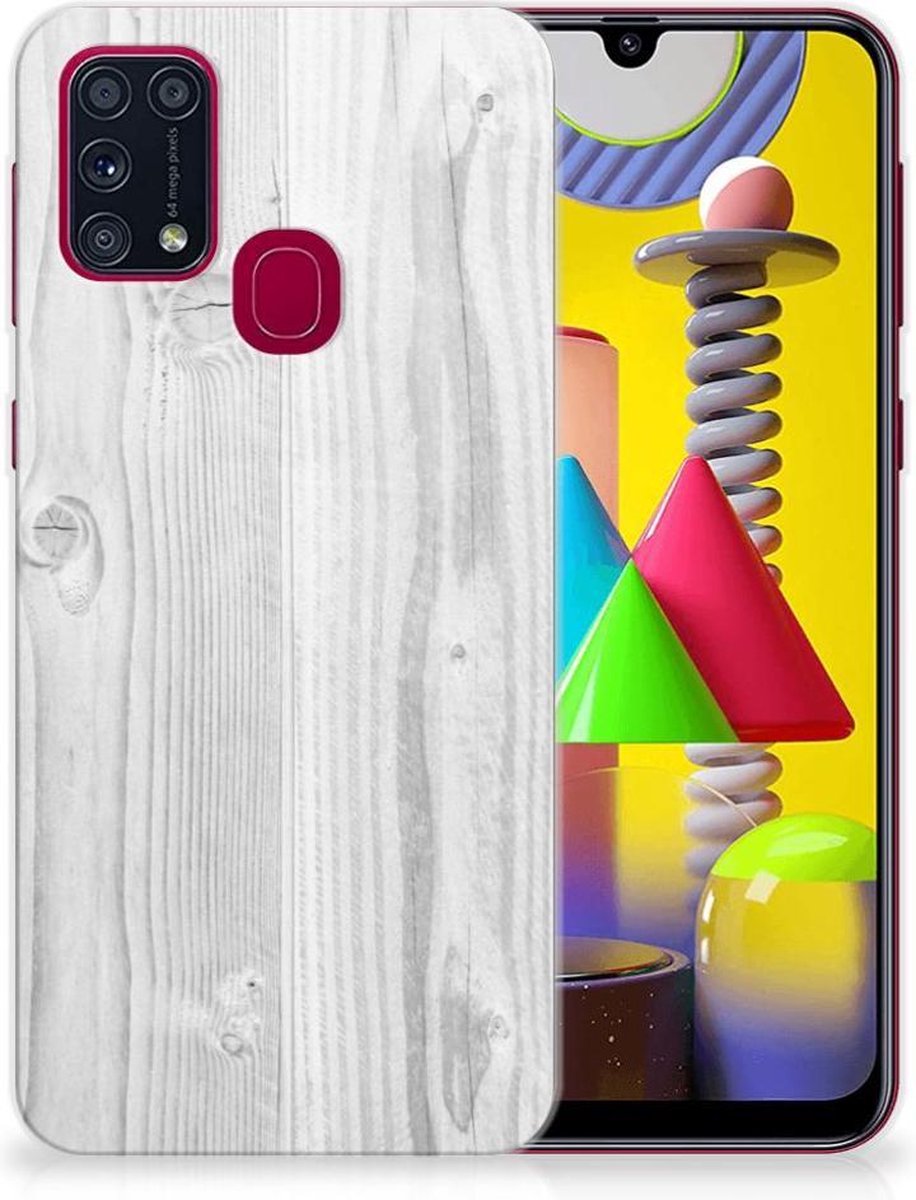 Samsung Galaxy M31 Bumper Hoesje White Wood
