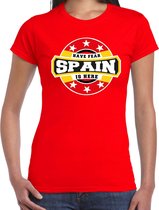 Have fear Spain is here t-shirt met sterren embleem in de kleuren van de Spaanse vlag - rood - dames - Spanje supporter / Spaans elftal fan shirt / EK / WK / kleding XS