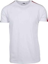 Urban Classics Heren Tshirt -2XL- Stripe Shoulder Raglan Wit