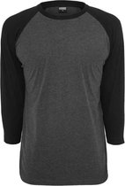 Urban Classics Raglan Tshirt -S- Contrast 3/4 Sleeve Zwart/Grijs