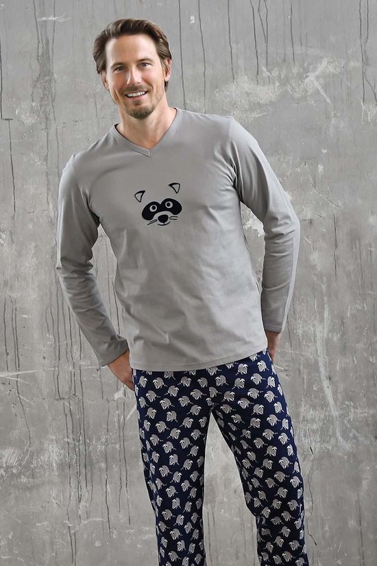 Blauwe heren pyjama wasbeer | bol.com