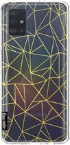 Casetastic Samsung Galaxy A51 (2020) Hoesje - Softcover Hoesje met Design - Abstraction Outline Gold Transparent Print