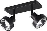 LED Plafondspot - Trion Leonida - GU10 Fitting - 2-lichts - Rechthoek - Mat Zwart - Aluminium - BSE
