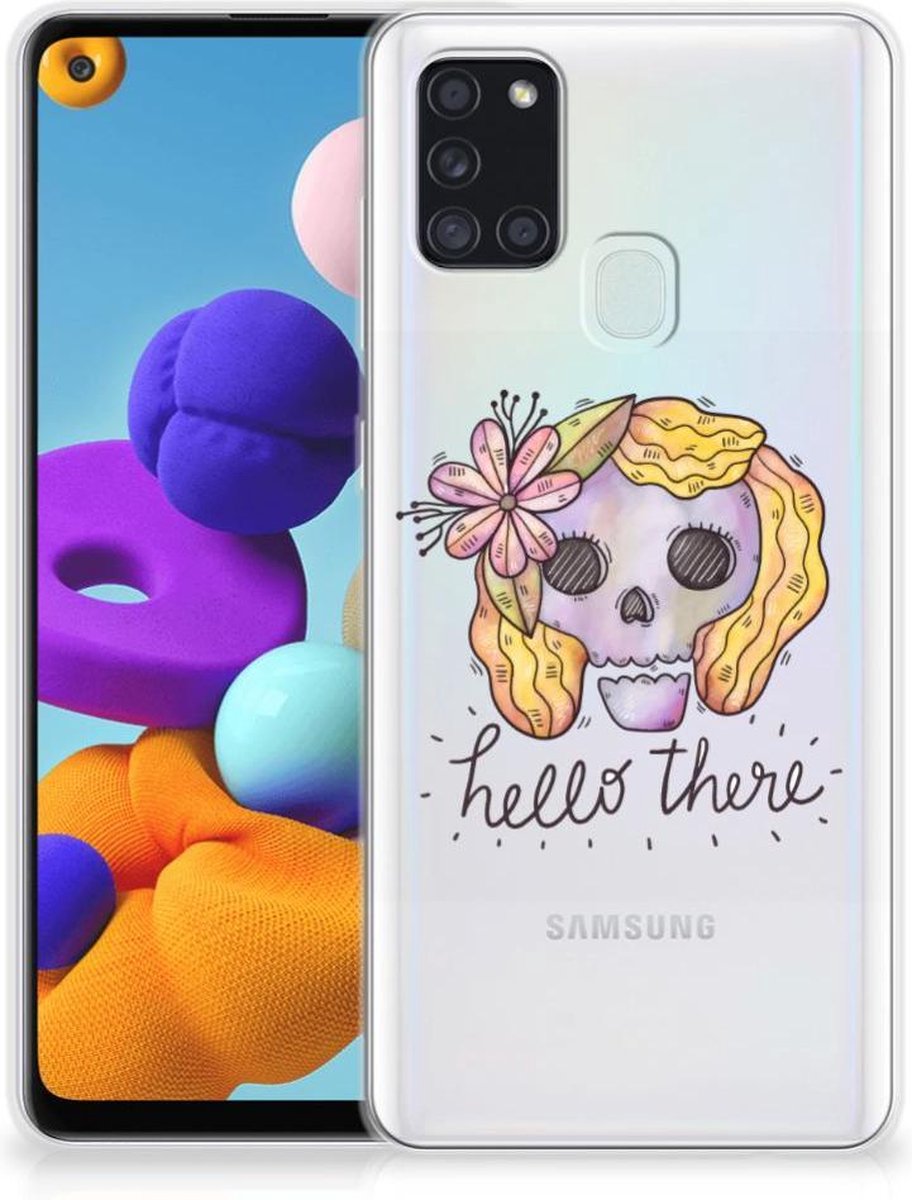 Silicone Back Case Samsung Galaxy A21s Boho Skull