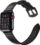 Apple Watch 40MM / 38MM Bandje Cowhide Echt Leer en Siliconen Zwart