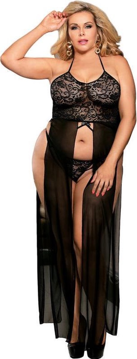 SUBBLIME QUEEN PLUS SIZE | Subblime Queen Plus Dress-top And Thong Set Black