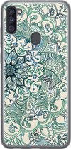 Samsung A11 hoesje siliconen - Mandala blauw | Samsung Galaxy A11 case | blauw | TPU backcover transparant