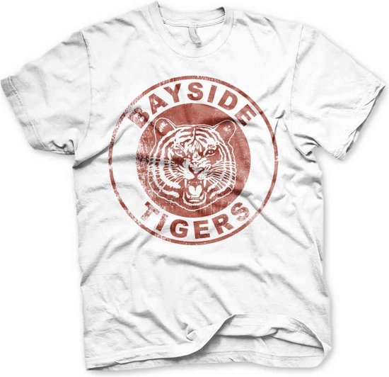 Saved By The Bell Heren Tshirt -2XL- Bayside Tigers Washed Logo Wit