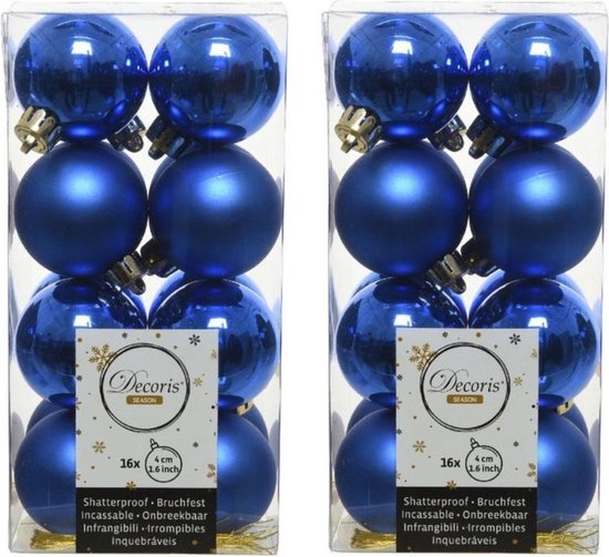 ideologie Kinderen voor 32x Kobalt blauwe kunststof kerstballen 4 cm - Mat/glans - Onbreekbare  plastic... | bol.com