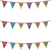 3x stuks vlaggenlijnen met glitters 90 jaar thema feestartikelen - Verjaardag versieringen - 8 meter - Plastic