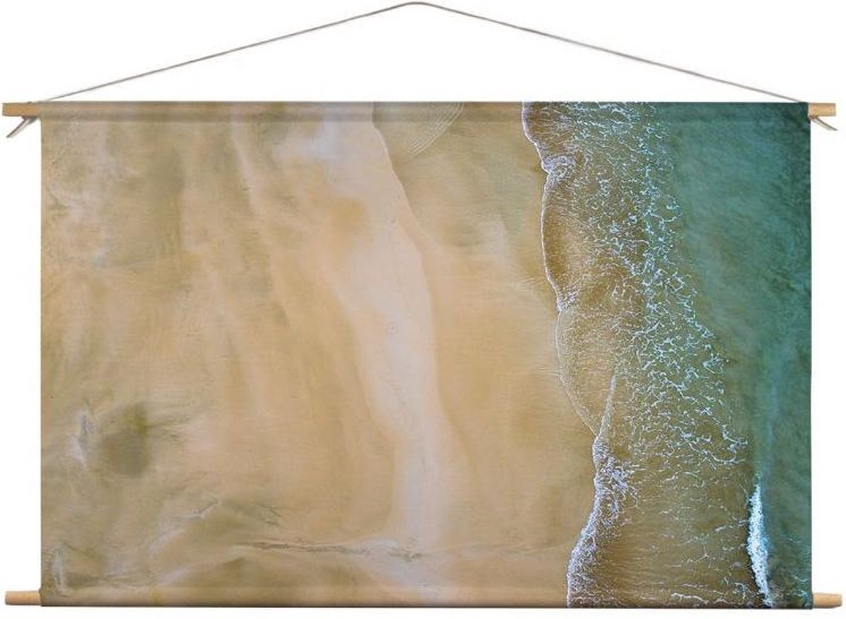 Wit strand met blauwe zee | 60 x 40 CM | Natuur |Schilderij |Textieldoek | Textielposter | Wanddecoratie