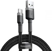 Baseus Cafule USB Kabel naar USB C 0.5 meter zwart -3A - Fast Charge - velcro bandje - gevlochten 480Mbps