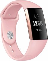 Siliconen Smartwatch bandje - Geschikt voor  Fitbit Charge 3 sport bandje - roze - Maat: S - Horlogeband / Polsband / Armband