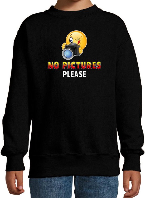 Funny emoticon sweater No pictures please zwart voor kids - Fun / cadeau trui 134/146
