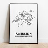 Ravenstein city poster, A3 (30x40 cm) met lijst, plattegrond poster, woonplaatsposter, woonposter