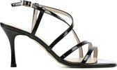 Lina Locchi Sandalen Dames / Damesschoenen - Leer   - Blokhak hoogte  8 cm - Giana lak - Zwart - Maat 39