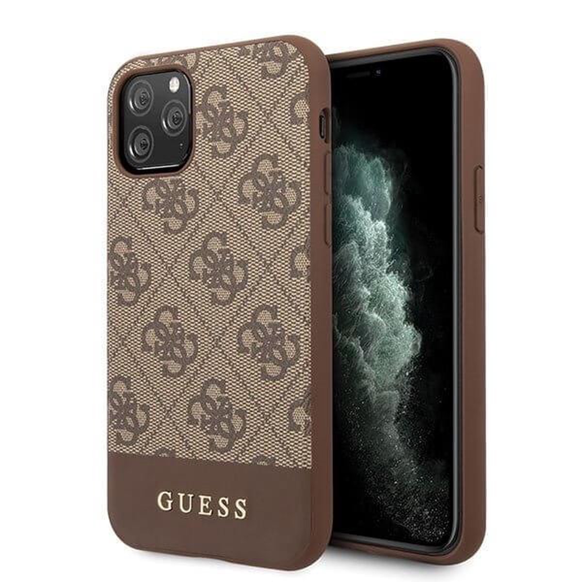 Bruin hoesje van Guess - Backcover - iPhone 11 Pro - GUHCN58G4GLBR