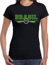 Brazilie / Brasil landen t-shirt zwart dames - Brazilie landen shirt / kleding - EK / WK / Olympische spelen outfit L