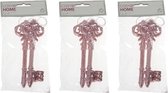 6x Kerstboomdecoratie oud roze sleutels 15 cm - roze kerstboomversiering - kerstdecoratie kerstornamenten