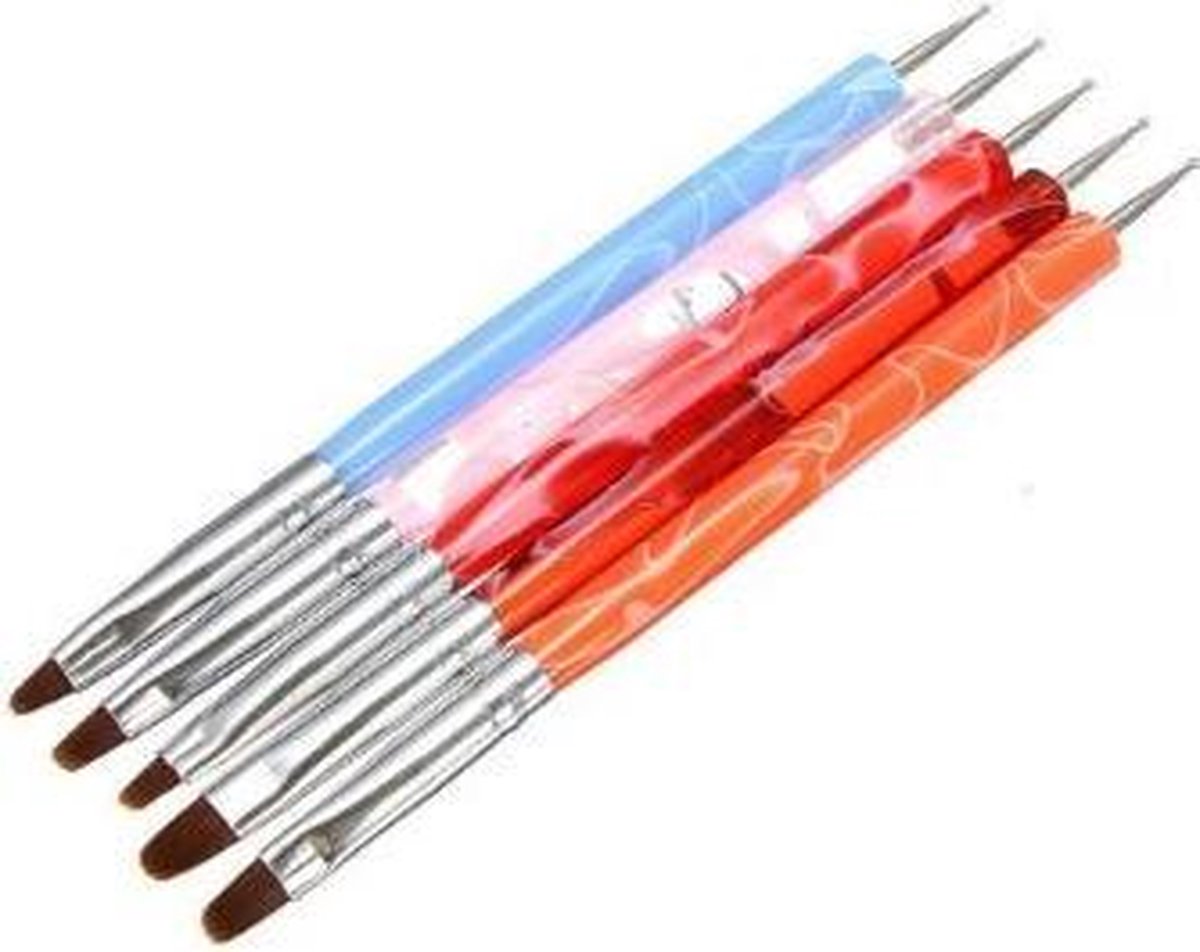 Goedkoopste Marmer Acryl Penselen met druppelpen (5 kleuren