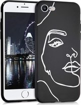 iMoshion Design voor de iPhone SE (2022 / 2020) / 8 / 7 hoesje - Abstract Gezicht - Wit / Zwart