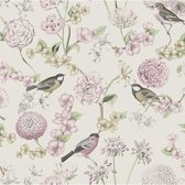 Escapade bloem/vogel wit/roze dieren & natuur (vliesbehang, multicolor)
