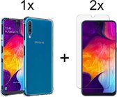 Samsung A30S Hoesje - Samsung Galaxy A30s hoesje shock proof case transparant - 2x Samsung a30s Screenprotector