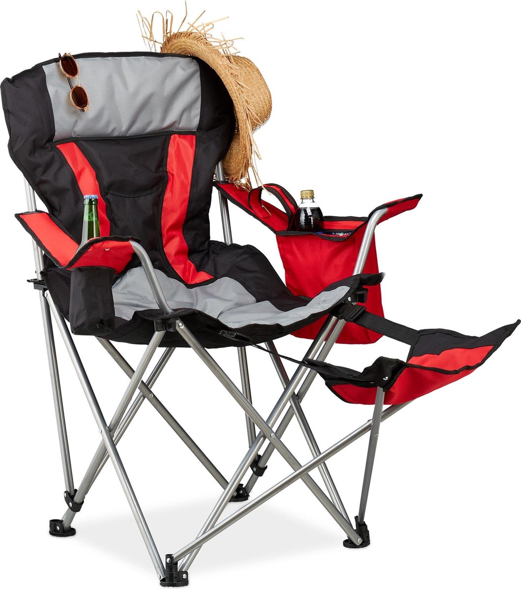 Relaxdays campingstoel met voetensteun - klapstoel - kampeerstoel -  vouwstoel - tot 150 kg | bol.com