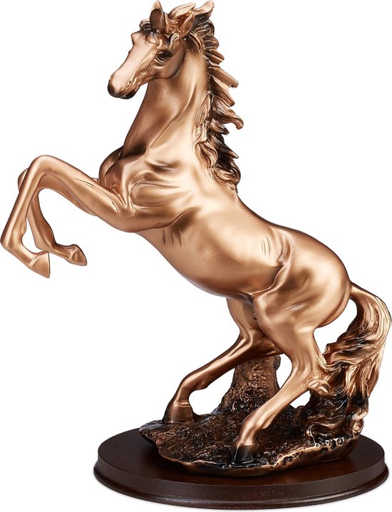 Relaxdays beeld paard - woonkamer beeldje - steigerend paard - decoratief paardenbeeld